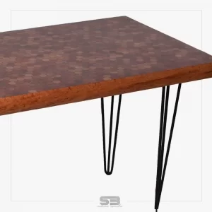 Mesa Resinada de Jantar BUDAPESTE -  Madeira Maciça e Pés de ferro 1,55 X 0,84 