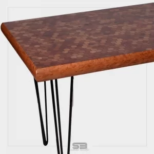Mesa Resinada de Jantar BUDAPESTE -  Madeira Maciça e Pés de ferro 1,55 X 0,84 