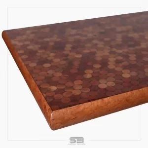 Mesa Resinada de Jantar BUDAPESTE -  Madeira Maciça e Pés de ferro 1,55 X 0,84 
