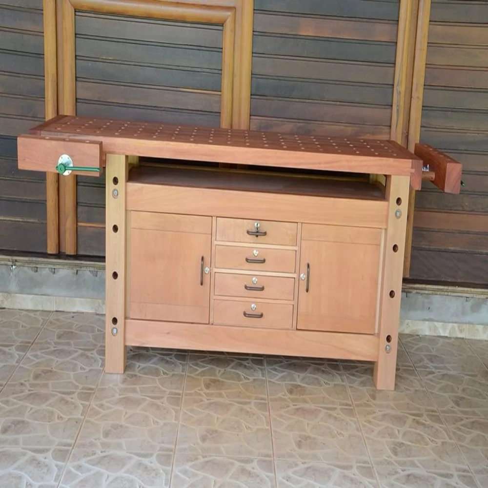 BANCADA PARA CARPINTEIRO ESPECIAL EM MADEIRA MACIÇA 02 PORTAS, 4 GAVETAS COM CHAVE 2,00 X 0,60 X 0,85