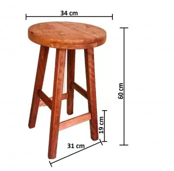 Banqueta Média alt.60 cm em Madeira Maciça